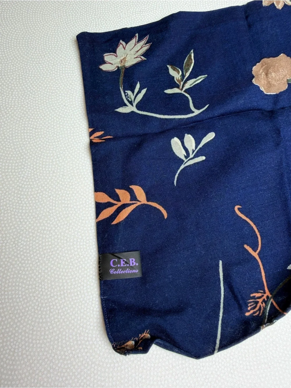 C.E.B. Collections Navy Blue Floral Scarf Botanical Lightweight